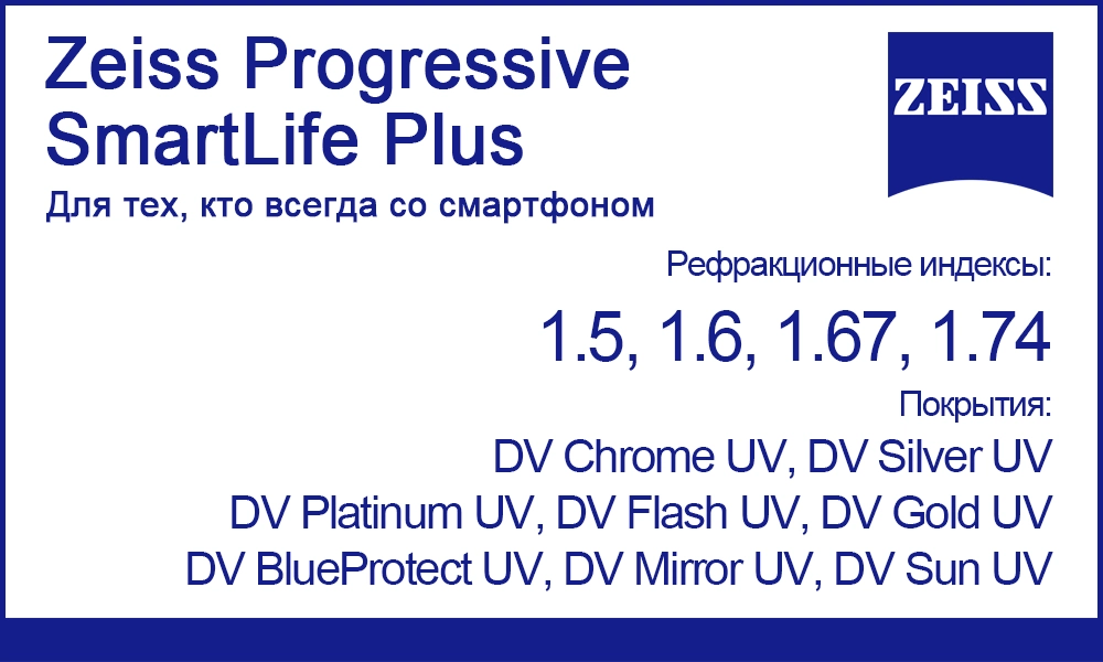 Прогрессивные линзы Zeiss Progressive SmartLife Plus
